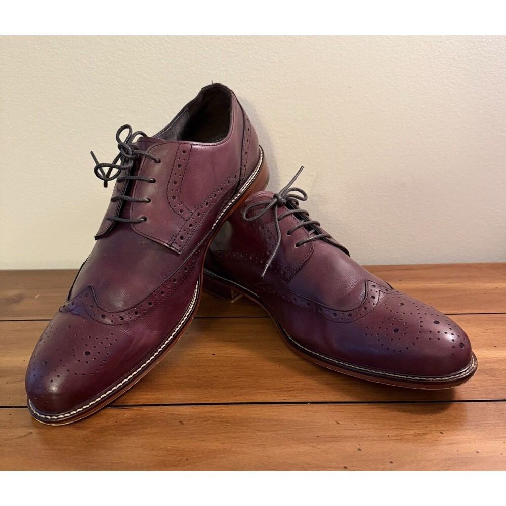 Joseph Abboud Size 13 men's burgundy leather wingtip oxford dress shoes.